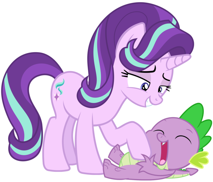 Size: 1656x1416 | Tagged: safe, artist:chebut, artist:porygon2z, artist:titanium-pony, banned from derpibooru, deleted from derpibooru, derpibooru import, spike, starlight glimmer, bedroom eyes, cute, eyes closed, female, laughing, love, male, open mouth, shipping, simple background, sparlight, straight, tickling, transparent background