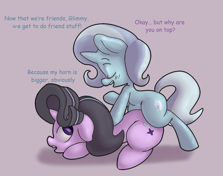 Size: 1900x1500 | Tagged: questionable, artist:snugs, banned from derpibooru, deleted from derpibooru, derpibooru import, starlight glimmer, trixie, pony, unicorn, no second prances, female, imminent sex, lesbian, logic, mare, shipping, startrix