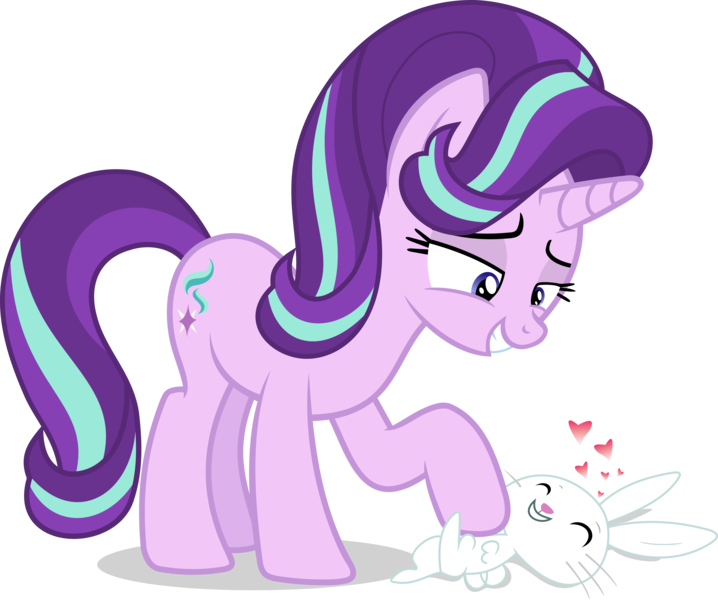 Size: 5259x4393 | Tagged: safe, artist:chebut, banned from derpibooru, deleted from derpibooru, derpibooru import, angel bunny, starlight glimmer, no second prances, absurd resolution, bellyrubs, female, heart, male, shipping, simple background, starbunny, starlight is a bunny fondler, straight, transparent background, vector