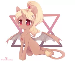 Size: 900x731 | Tagged: safe, artist:pastelmistress, banned from derpibooru, deleted from derpibooru, derpibooru import, oc, oc:sheila, unofficial characters only, alicorn, pony, anatomically incorrect, bat wings, incorrect leg anatomy, jew, judaism, kneeling, lip bite, looking at you, simple background, smiling, solo, spread wings, star of david, white background, wings