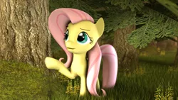 Size: 3840x2160 | Tagged: safe, artist:xppp1n, banned from derpibooru, deleted from derpibooru, derpibooru import, fluttershy, 3d, day, forest, solo, source filmmaker