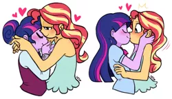 Size: 600x345 | Tagged: safe, artist:cuteosphere, banned from derpibooru, deleted from derpibooru, derpibooru import, sci-twi, sunset shimmer, twilight sparkle, equestria girls, female, kissing, lesbian, shipping, sunsetsparkle