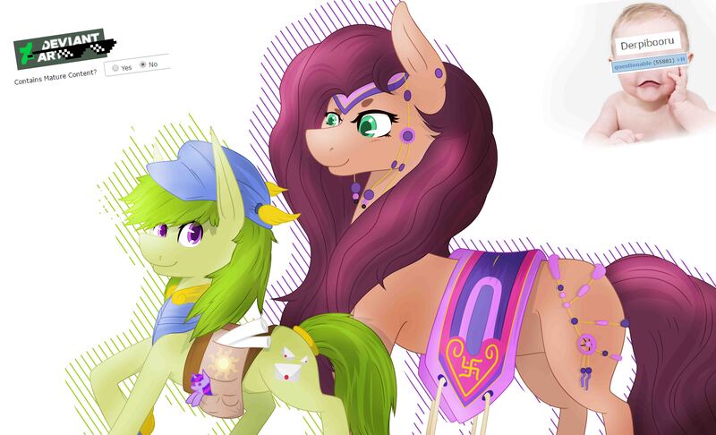 Size: 13578x8247 | Tagged: safe, artist:zaldia-mavi, banned from derpibooru, deleted from derpibooru, derpibooru import, oc, oc:autumn-leaf, oc:leamon/arthur, unofficial characters only, pony, couple, image, jpeg, my little pony, original character do not steal, project:zaldia mavi