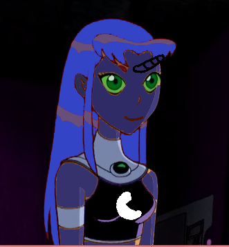 Size: 331x357 | Tagged: safe, banned from derpibooru, deleted from derpibooru, derpibooru import, princess luna, human, 1000 hours in ms paint, humanized, ms paint, starfire, teen titans, terrible