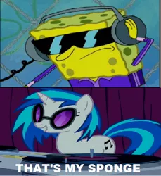 Size: 532x580 | Tagged: safe, banned from derpibooru, deleted from derpibooru, derpibooru import, vinyl scratch, image, png, spongebob squarepants, spongebob squarepants (character)