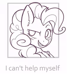 Size: 629x689 | Tagged: safe, artist:iatric, banned from derpibooru, deleted from derpibooru, derpibooru import, pinkie pie, explicit source, monochrome, solo