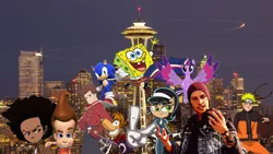 Size: 2560x1440 | Tagged: safe, artist:thevirginianist, banned from derpibooru, deleted from derpibooru, derpibooru import, twilight sparkle, friendship is magic, 1000 years in photoshop, city, cityscape, crappy art, crossover, delsin rowe, huey freeman, infamous, infamous second son, jimmy neutron, kitty katswell, lloyd irving, my little pony, naruto, naruto uzumaki, no upvotes, rayman, rayman origins, seattle, seattle space needle, sonic the hedgehog, sonic the hedgehog (series), spongebob squarepants, tales of series, tales of symphonia, the boondocks, tuff puppy, urban