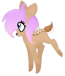 Size: 571x673 | Tagged: safe, artist:prettyboyace, banned from derpibooru, deleted from derpibooru, derpibooru import, oc, oc:bokkie, unofficial characters only, deer, deer pony, original species, cute, looking up, raised leg, simple background, solo, transparent background