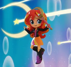 Size: 612x576 | Tagged: safe, artist:flight-of-the-moon, banned from derpibooru, deleted from derpibooru, derpibooru import, sunset shimmer, equestria girls, clothes, doll, equestria girls minis, eqventures of the minis, moon stick, photo, sailor moon, silver crystal, skirt, solo, toy