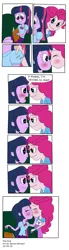 Size: 1024x3699 | Tagged: safe, artist:resotii, banned from derpibooru, deleted from derpibooru, derpibooru import, pinkie pie, twilight sparkle, equestria girls, blushing, comic, female, kissing, lesbian, shipping, twinkie