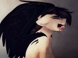 Size: 1024x768 | Tagged: semi-grimdark, artist:kirionek, banned from derpibooru, deleted from derpibooru, derpibooru import, oc, unofficial characters only, black wings, blood, fangs, image, png, tongue out