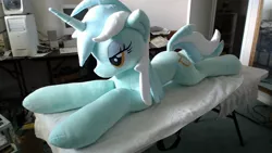 Size: 1920x1080 | Tagged: safe, artist:agatrix, banned from derpibooru, deleted from derpibooru, derpibooru import, lyra heartstrings, irl, life size, photo, plushie, solo