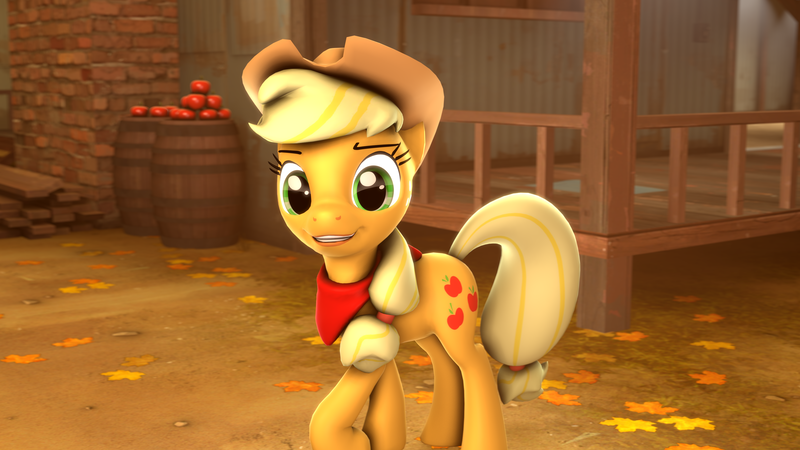 Size: 3840x2160 | Tagged: safe, artist:xppp1n, banned from derpibooru, deleted from derpibooru, derpibooru import, applejack, 3d, apple, barrel, food, solo, source filmmaker