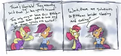 Size: 1470x686 | Tagged: safe, artist:dizzy d, banned from derpibooru, deleted from derpibooru, derpibooru import, apple bloom, scootaloo, anthro, comic, smokerloo