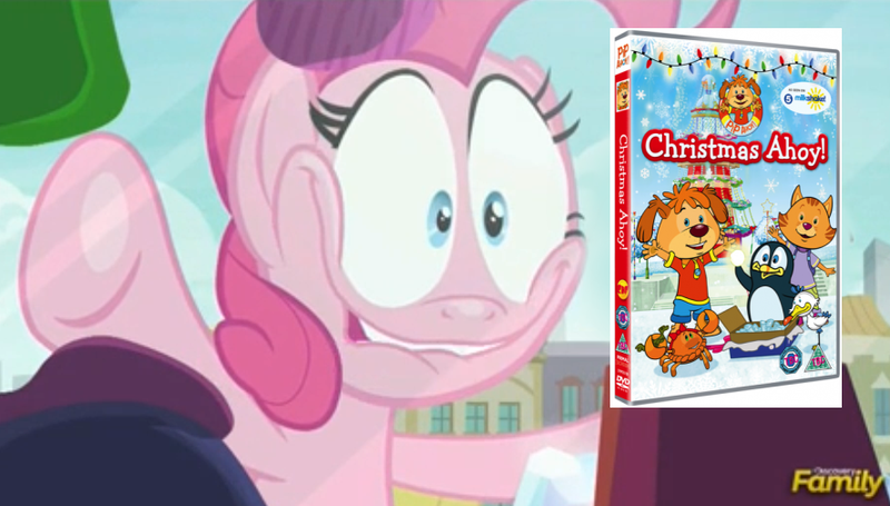 Size: 887x504 | Tagged: safe, banned from derpibooru, deleted from derpibooru, derpibooru import, edit, edited screencap, screencap, pinkie pie, the gift of the maud pie, against glass, alan, alba, discovery family logo, dvd, faic, glass, hopper, pasty, pinkie pie excited meme, pip ahoy, pip (pip ahoy)