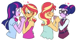 Size: 694x369 | Tagged: safe, artist:cuteosphere, banned from derpibooru, deleted from derpibooru, derpibooru import, sci-twi, sunset shimmer, twilight sparkle, equestria girls, love triangle