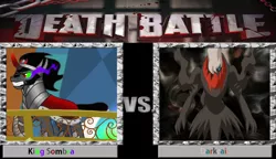 Size: 1024x588 | Tagged: safe, banned from derpibooru, deleted from derpibooru, derpibooru import, king sombra, darkrai, death battle, exploitable meme, meme, pokémon