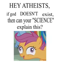 Size: 600x626 | Tagged: safe, banned from derpibooru, deleted from derpibooru, derpibooru import, scootaloo, meme, obligatory pony, op is a chicken, randomly generated meme