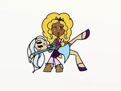 Size: 470x356 | Tagged: safe, artist:haphazardouspancakes, banned from derpibooru, deleted from derpibooru, derpibooru import, adagio dazzle, trixie, human, dark skin, female, humanized, lesbian, shipping, triagio, trust fall