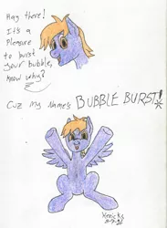 Size: 1139x1556 | Tagged: safe, artist:hericks, banned from derpibooru, deleted from derpibooru, derpibooru import, crackle pop, the cart before the ponies, bubble burst, comic, traditional art