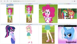 Size: 1186x686 | Tagged: safe, banned from derpibooru, deleted from derpibooru, derpibooru import, fluttershy, pinkie pie, twilight sparkle, derpibooru, equestria girls, legend of everfree, juxtaposition, meta, microsoft edge