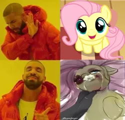 Size: 828x796 | Tagged: grimdark, banned from derpibooru, deleted from derpibooru, derpibooru import, fluttershy, abuse, downvote bait, drake, flutterabuse, flutterbuse, meme