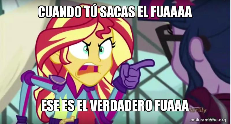 Size: 800x429 | Tagged: safe, banned from derpibooru, deleted from derpibooru, derpibooru import, screencap, sci-twi, sunset shimmer, twilight sparkle, equestria girls, friendship games, angry, caption, exploitable meme, fuaaa, image macro, meme, spanish, sunset yells at twilight, text