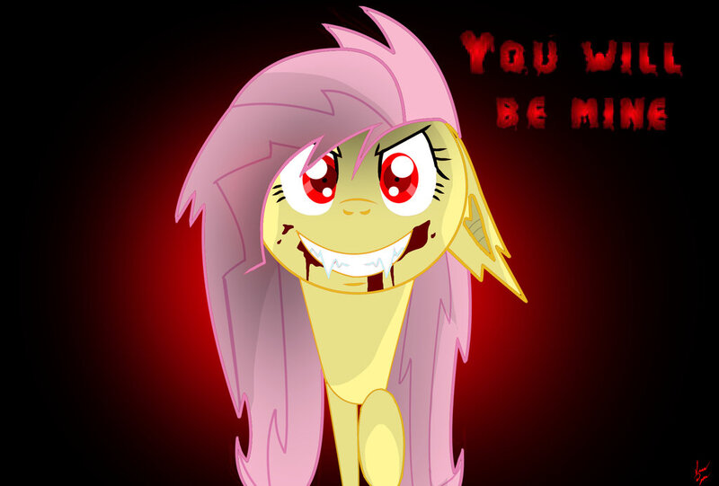 Size: 1024x692 | Tagged: safe, artist:lettelauren, banned from derpibooru, deleted from derpibooru, derpibooru import, fluttershy, bat pony, pony, vampire, vampony, bat ponified, blood, coming at you, fangs, flutterbat, grin, looking at you, race swap, raised hoof, red eyes, smiling, solo, speech, talking, yandere