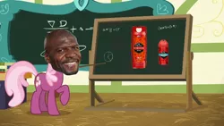 Size: 640x360 | Tagged: safe, banned from derpibooru, deleted from derpibooru, derpibooru import, edit, edited screencap, screencap, cheerilee, 28 pranks later, chalkboard, cheerilee's blackboard, exploitable meme, meme, old spice, terry crews