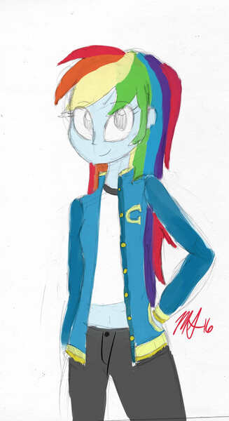 Size: 1265x2321 | Tagged: safe, artist:flight-of-the-moon, banned from derpibooru, deleted from derpibooru, derpibooru import, rainbow dash, equestria girls, solo, varsity jacket