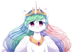 Size: 1280x904 | Tagged: safe, artist:pastelmistress, banned from derpibooru, deleted from derpibooru, derpibooru import, princess celestia, crying, looking at you, simple background, smiling, solo, tears of joy, white background