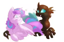 Size: 9720x6396 | Tagged: safe, artist:shellielle, banned from derpibooru, deleted from derpibooru, derpibooru import, princess flurry heart, thorax, changeling, the times they are a changeling, absurd resolution, female, flurrax, heart, male, shipping, smiling, straight