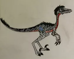 Size: 1489x1172 | Tagged: safe, artist:smcho1014, banned from derpibooru, deleted from derpibooru, derpibooru import, oc, oc:wild sketchy, unofficial characters only, alaska, colored pencil drawing, cretaceous, image, jpeg, kansas, male, mesozoic, montana, north america, solo, traditional art, troodon, united states