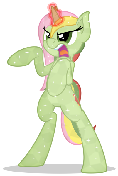 Size: 3348x5000 | Tagged: safe, artist:zutheskunk, banned from derpibooru, deleted from derpibooru, derpibooru import, mimic (g1), crystal pony, pony, angry, bipedal, g1, g1 to g4, generation leap, magic, magic aura, open mouth, solo