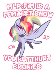 Size: 1201x1523 | Tagged: safe, artist:lillynya, banned from derpibooru, deleted from derpibooru, derpibooru import, rainbow dash, drama bait, feminism, mouthpiece, old banner, solo