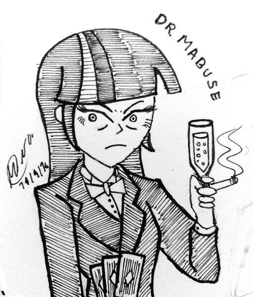 Size: 1795x2113 | Tagged: safe, artist:atisuto17, banned from derpibooru, deleted from derpibooru, derpibooru import, twilight sparkle, equestria girls, alcohol, angry face, cigarette, criminal, crossover, dr. mabuse, female, monochrome, signature, smoking, solo, traditional art