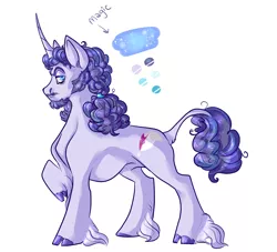 Size: 3168x2880 | Tagged: safe, artist:dingobreath, banned from derpibooru, deleted from derpibooru, derpibooru import, oc, oc:poetic justice, unofficial characters only, classical unicorn, unicorn, cloven hooves, leonine tail, offspring, parent:fancypants, parent:twilight sparkle, parents:twipants, reference sheet, solo, unshorn fetlocks