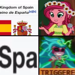 Size: 600x597 | Tagged: safe, banned from derpibooru, deleted from derpibooru, derpibooru import, gaea everfree, gloriosa daisy, equestria girls, legend of everfree, meme, spain, triggered