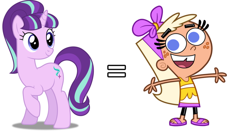 Size: 2503x1435 | Tagged: safe, banned from derpibooru, deleted from derpibooru, derpibooru import, starlight glimmer, chloe carmichael, comparison