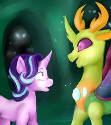 Size: 1024x1150 | Tagged: safe, artist:pinch-of-salt, banned from derpibooru, deleted from derpibooru, derpibooru import, starlight glimmer, thorax, changedling, changeling, to where and back again, king thorax