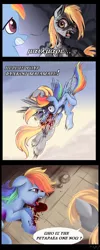 Size: 600x1500 | Tagged: grimdark, artist:ponykillerx, banned from derpibooru, deleted from derpibooru, derpibooru import, derpy hooves, rainbow dash, pegasus, pony, blood, comic, female, greek alphabet, mare, violence, vulgar