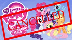 Size: 990x546 | Tagged: safe, banned from derpibooru, deleted from derpibooru, derpibooru import, season 7, bullshit, cancelled, fake, logo, mane six opening poses, mlp:fim, my little pony logo, trolling, vulgar