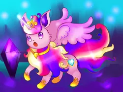 Size: 1024x768 | Tagged: safe, artist:hanaty, banned from derpibooru, deleted from derpibooru, derpibooru import, princess cadance, flareon, crossover, heart eyes, pokémon, solo, wingding eyes