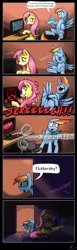 Size: 800x2611 | Tagged: safe, artist:kaaostonttu, banned from derpibooru, deleted from derpibooru, derpibooru import, fluttershy, rainbow dash, 28 pranks later, anxiety, bed, biting, :c, chair, comic, computer, fear, floppy ears, flying, frown, gotcha, hug, it's just a prank bro, laughing, :o, open mouth, parody, pillow, pillow biting, pillow hug, prank, rainbow douche, regret, remorse, sad, scared, scary maze game, screamer, screaming, sitting, spread wings, wide eyes, wings, worried, zip lines