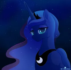 Size: 1280x1258 | Tagged: safe, artist:verawitch, banned from derpibooru, deleted from derpibooru, derpibooru import, princess luna, colored pupils, looking at you, night, night sky, sky, solo, starry eyes, starry night, stars, wingding eyes