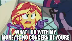 Size: 1920x1080 | Tagged: safe, banned from derpibooru, deleted from derpibooru, derpibooru import, screencap, sci-twi, sunset shimmer, twilight sparkle, equestria girls, friendship games, angry, caption, discovery family logo, exploitable meme, image macro, meme, pointing, reaction image, sunset yells at twilight, text