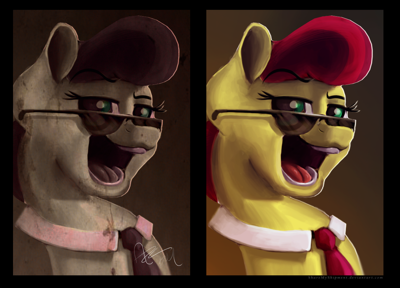Size: 1136x818 | Tagged: safe, artist:sharemyshipment, banned from derpibooru, deleted from derpibooru, derpibooru import, oc, oc:aces high, unofficial characters only, bowtie, bust, glasses, open mouth, paint, portrait