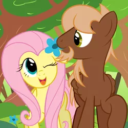 Size: 800x800 | Tagged: safe, artist:creepycurse, banned from derpibooru, deleted from derpibooru, derpibooru import, fluttershy, oc, oc:shenanigans, pony, canon x oc, delete, one eye closed, shipping