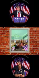 Size: 1024x2000 | Tagged: safe, artist:trungtranhaitrung, banned from derpibooru, deleted from derpibooru, derpibooru import, spike, twilight sparkle, assassination, donald trump, facepalm, living room, politics, security guard, sniper, team fortress 2, window