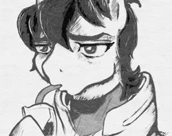 Size: 655x519 | Tagged: safe, artist:samnemus, banned from derpibooru, deleted from derpibooru, derpibooru import, ponified, pony, 4chan, keith, monochrome, solo, voltron legendary defender